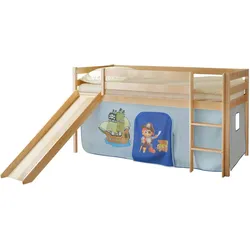 Spielbett Manuel Echtholz ca. 90x200 cm Blau