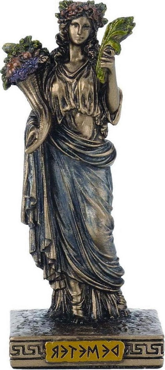 Demeter Ceres Griekse Godin Beeld - Moeder Natuur Decoratie - Bronskleurig - Hoogte: 9 cm