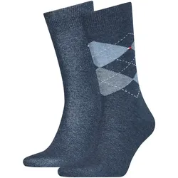 2er Pack TOMMY HILFIGER Check Socken Herren 356 - jeans 39-42