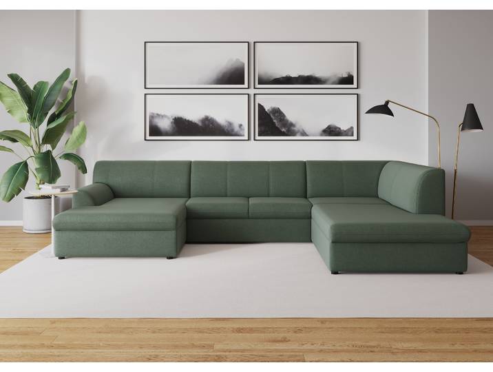 Wohnlandschaft DOMO COLLECTION Topper, elegant & zeitlos, Breite 320cm, komfortabel, U-Form , grün (apfelgrün), B:320cm H:78cm T:213cm, Sofas, Wohnlandschaft, wahlweise mit Bettfunktion