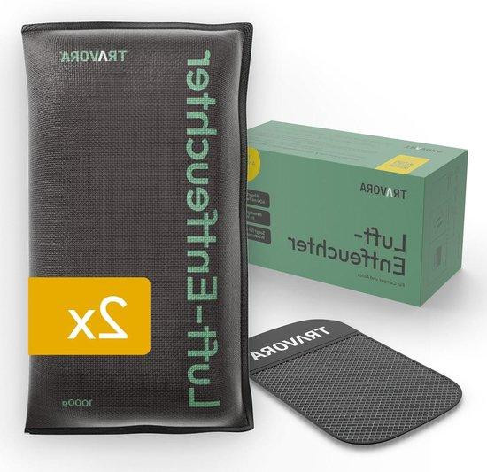 Travora Luchtontvochtiger Kussen Vochtvreter Set voor Auto Interieur - Herbruikbaar Droogmiddel - 2 x 1 kg - Zwart