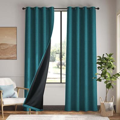 LightInthebox Curtain Drapes Linen Look 100% Blackout Curtains Coated Cotton Linen Fabric Natural Textured Drapes for Home Decor and Privacy