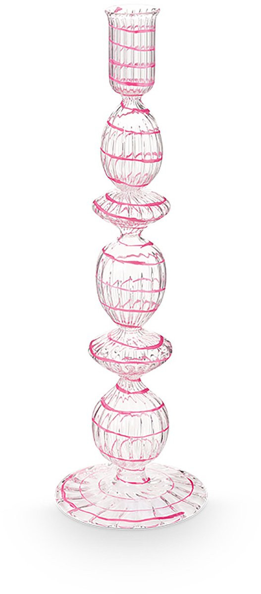 Pip Studio Glas Swirl Kandelaar Roze - 28 cm