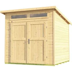 Weka Gartenhaus 264 mit Oberlichtern - 21 mm naturbelassen 235 x 239 cm (Gr. 2) - 50 % Rabatt auf Dacheindeckung