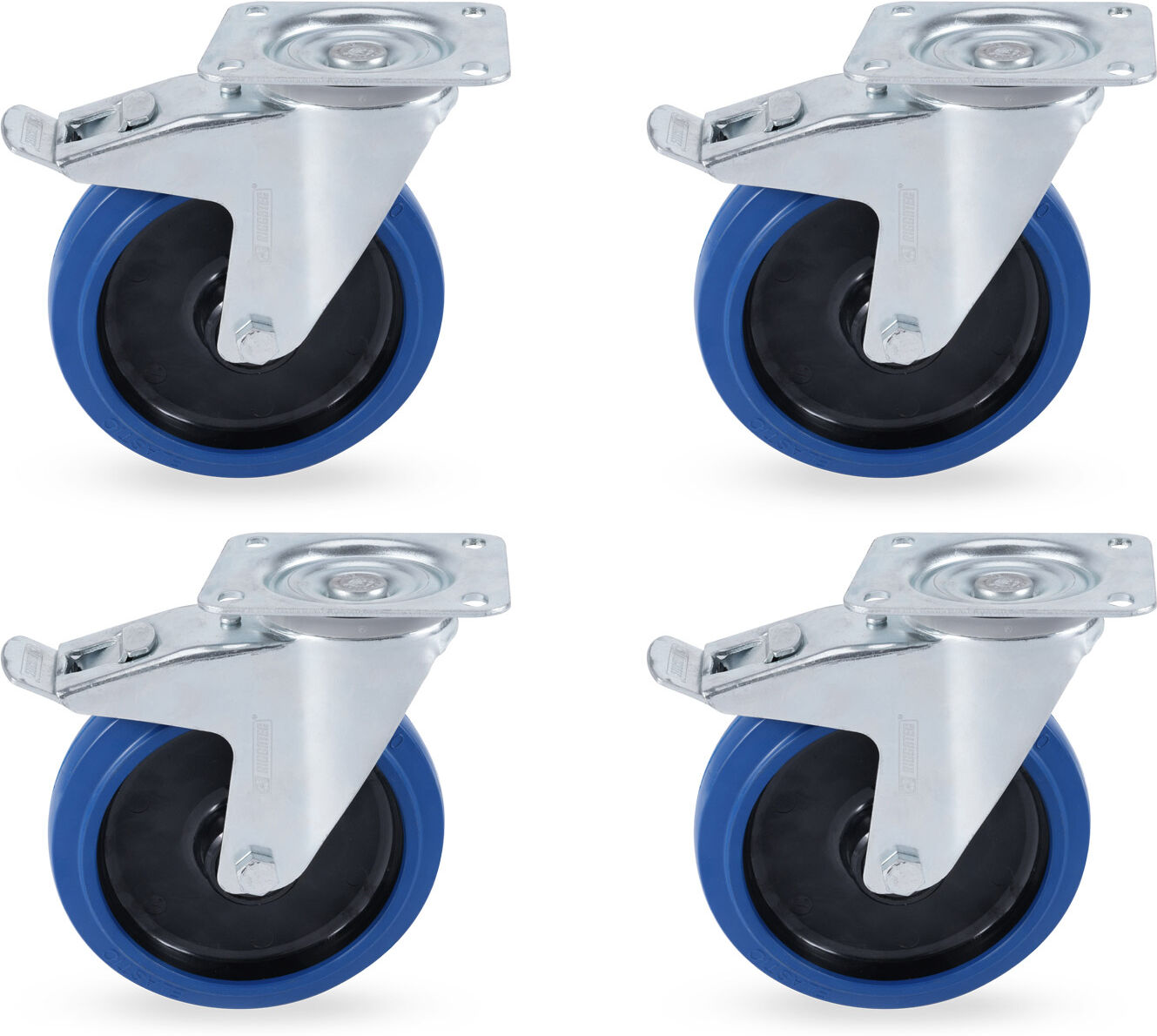 Riggatec Lenkrollensatz 200mm Blue Wheel 4x Mit Bremse