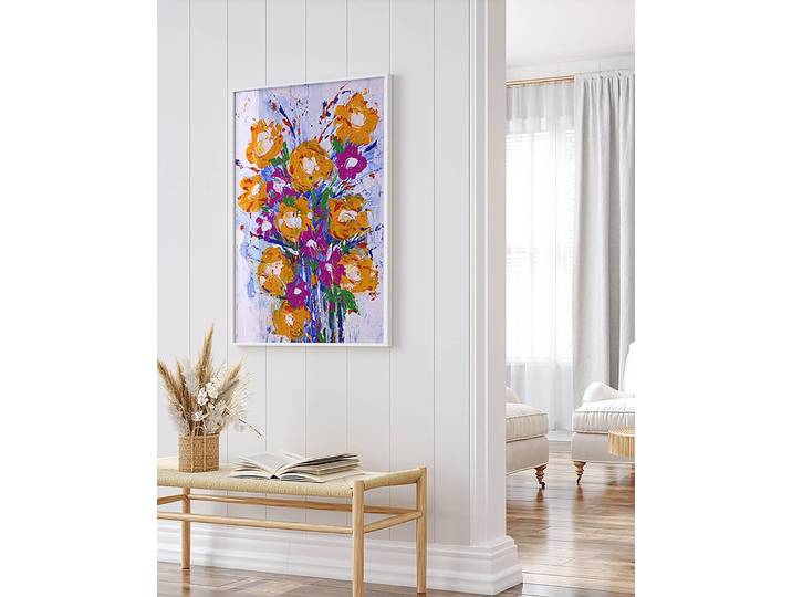 Tableau déco Abstract Bouquet Matériau : Matière plastique, Bois massif Surface en bois : Laqué Type de matière synthétique : Verre acrylique