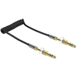 Delock Spiralkabel 3,5 mm 3 Pin Klinkenstecker zu Klinkenstecker mit Schraubadapter 1 m