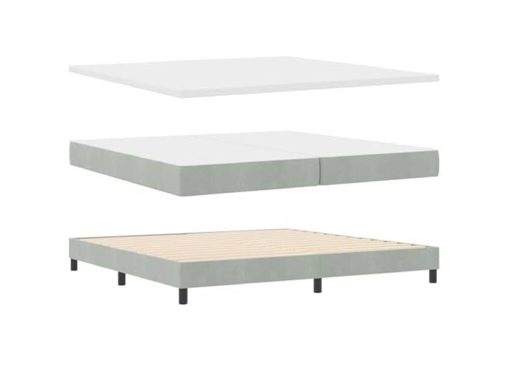 KTHLBRH Boxspringbett mit Matratze hellgrau 200 x 200 cm Weicher Samt, verstellbares Kopfteil, modernes Design, integrierter Stauraum