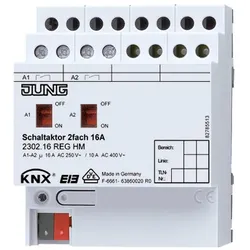 JUNG, Aktor, Schaltaktor KNX REG 4TE 2Ausg 16A 3680W 2302.16REGHM (Schaltaktor)