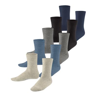 Socken ESPRIT "Solid Mix", Mädchen, Gr. 23-26, Sockengröße, bunt (grau blau mix), Baumwollmischung, unifarben, normal, Socken Socken, uni Socken, Basic Vorteilspack, geripptes Bündchen
