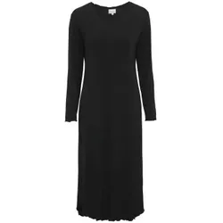 Damella Bamboo Plain Long Sleeve Nightdress Schwarz Bambus Medium Damen