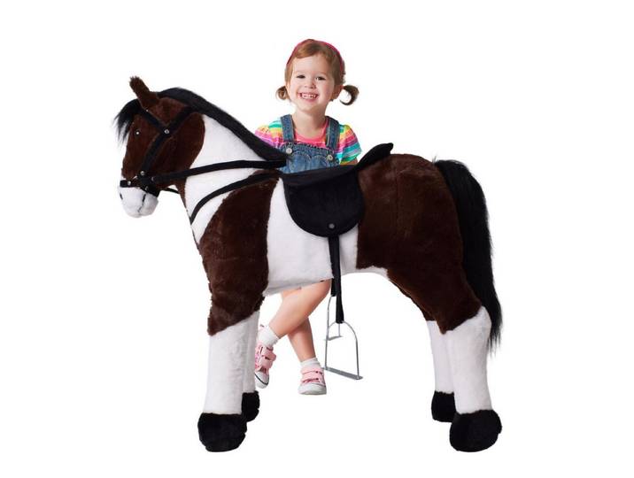 TE-Trend Reitpferd 70 cm Spielzeug Schaukelpferd Pferd zum Draufsitzen braun, mit Soundmodul
