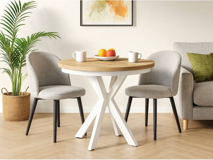 Beautysofa Esstisch Bilbao im Loft-Stil, ausziehbar Ø 100–180 cm (hitze- und verfärbungsbeständig, Metallbeinen), verschiedene Farben