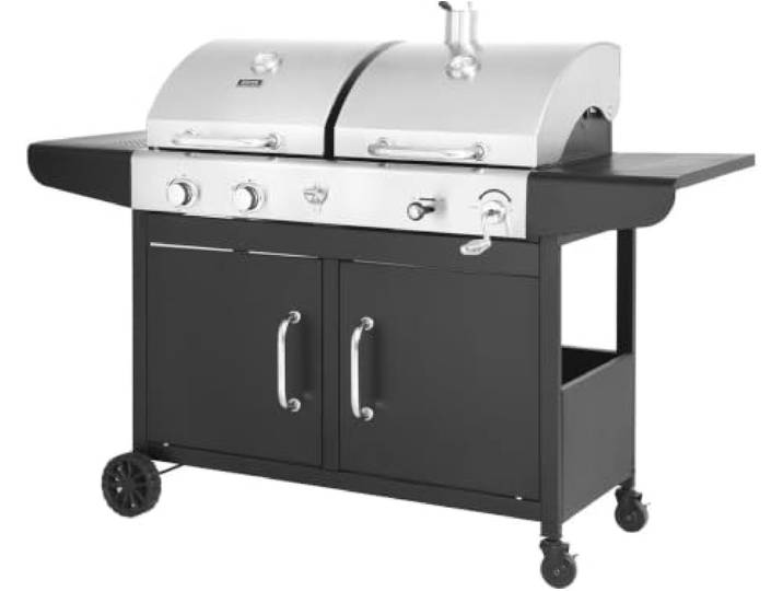 Gaz- und Holzkohle-Grill 2-in-1 Western - Schwarz