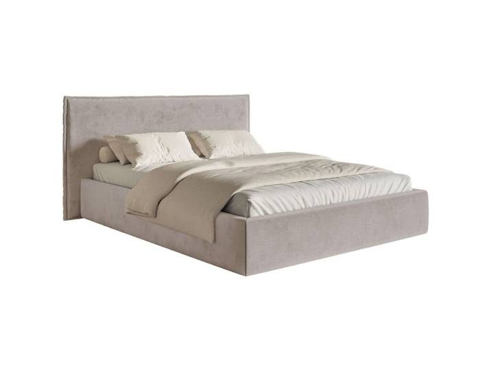 Lit tapissé 140×200 velours, brun-gris