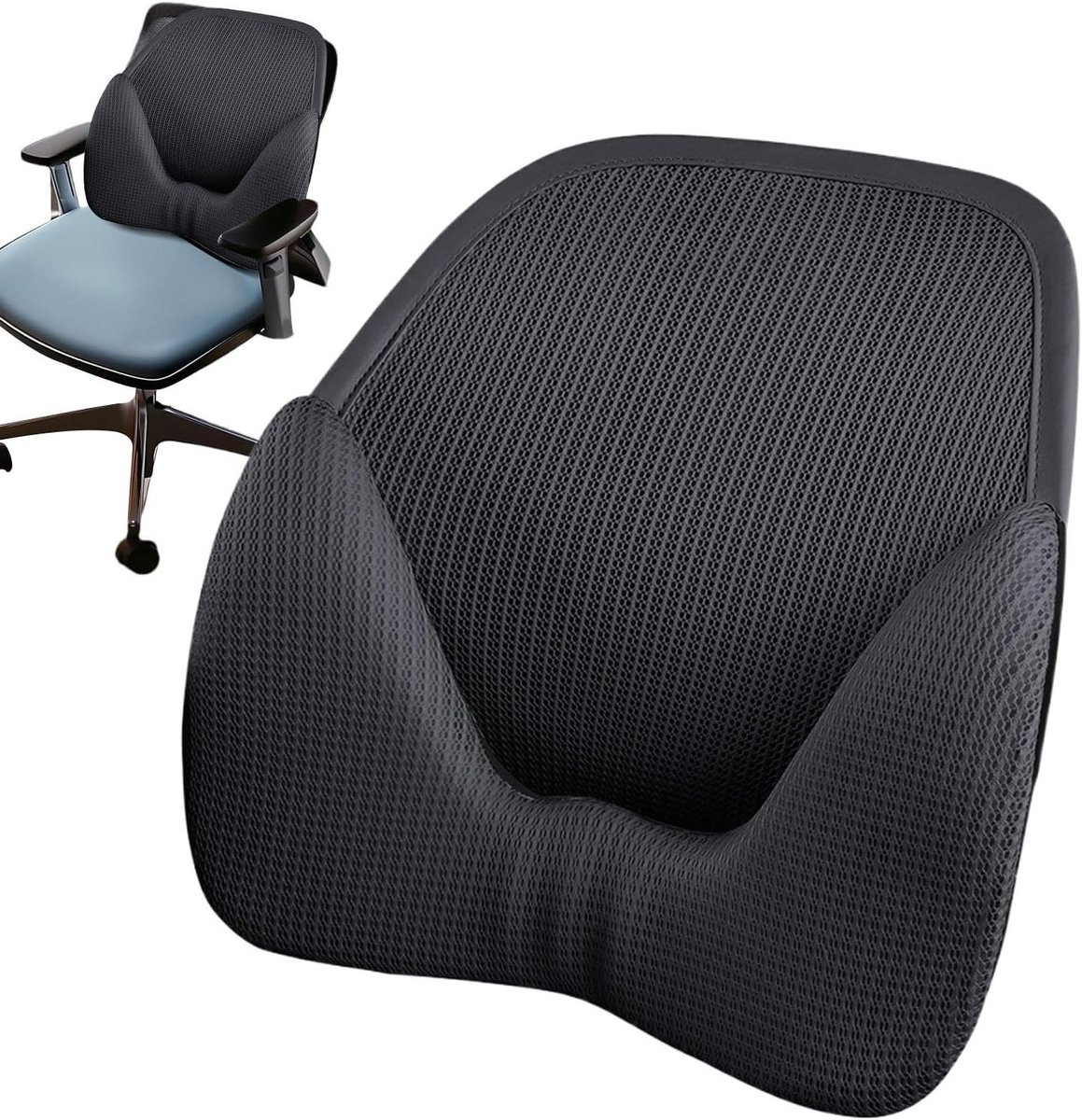 Merkloos Ergonomisch Lendensteunkussen van Traagschuim - Zwart