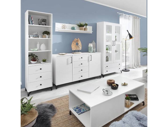 Wohnzimmer-Set Wohnzimmer Set – 5 Teile – BERGEN System – Weiß