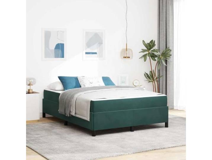 Holzwerkstoff Rahmen Modernes Design Bettgestell Set Dunkelgrün 140 x 190 Bettgestell mit Matratze Dunkelgrün 140x190 cm Stoff Doppelbett inklusive Lattenrost Taschenfederkern modernes Schlafzimmer