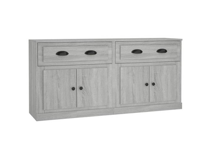 vidaXL Sideboard, Kommoden 2 Stk. Grau Sonoma Holzwerkstoff