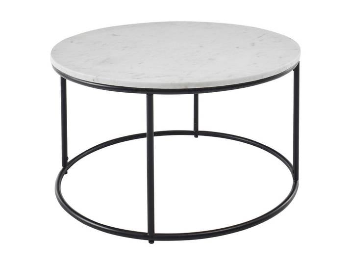 Carryhome Couchtisch, Schwarz, Weiß, Stein, rund, 80x46x80 cm, Wohnzimmer, Wohnzimmertische, Couchtische, Couchtische Marmor