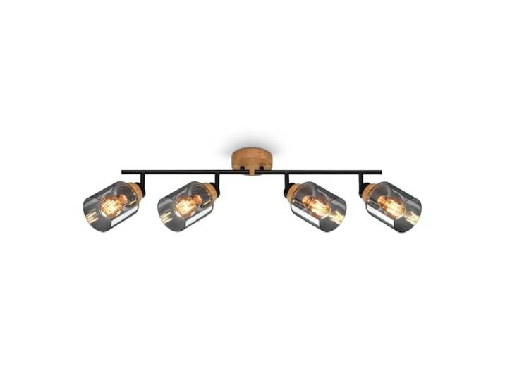 BRILONER - Plafonnier Pivotant en Verre Fumé\, Lampe pour Salon\, Chambre et Cuisine\, Noir-Bois