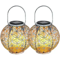 Solar Lampe Outdoor Solarleuchte orientalisch LED Solar Laterne Außen, Lichteffekt Lebensblume, 1x LED warmweiß, DxH 20x29 cm, 2er Set
