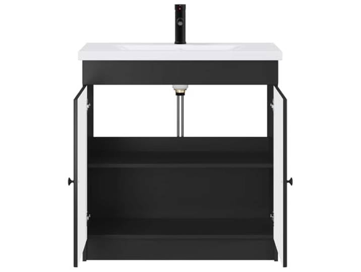 SKTQYQO Badezimmerschrank mit Waschbecken, schwarz, 78,5 x 81 cm Holztechnik, Metallgriffe, 1 Einlegeböden, Waschbecken mit Wasserhahn, moderner Stil