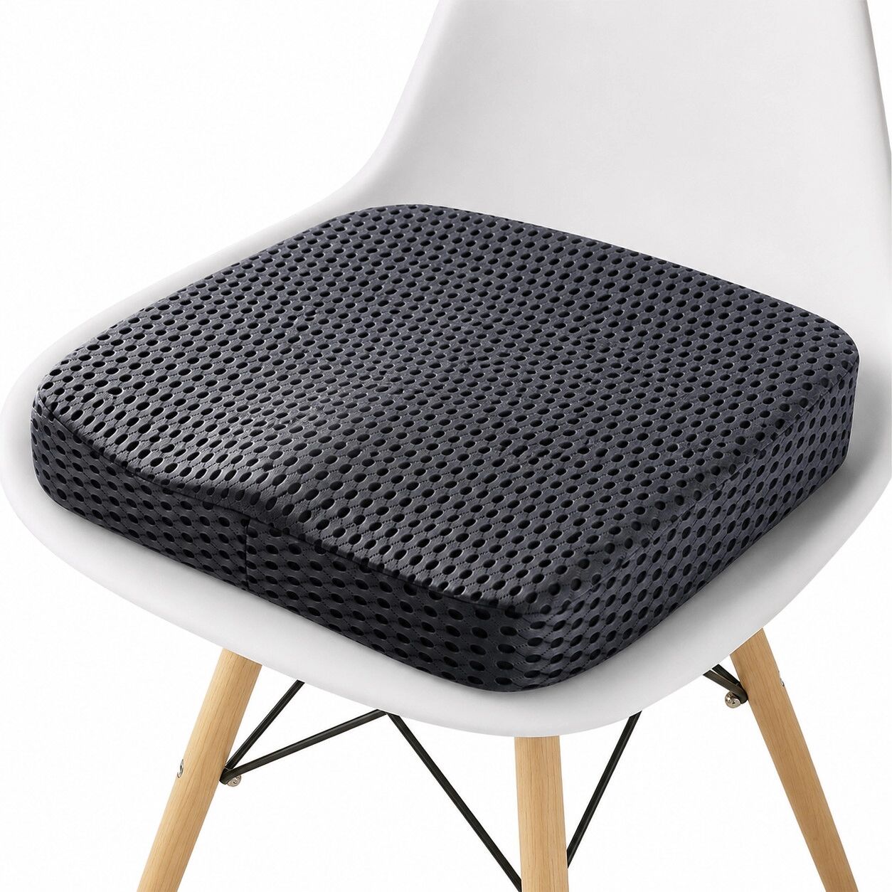 INF 4D-Mesh Memory-Schaum Sitzkissen — langsam zurückfederndes ergonomisches Büro- & Auto-Sitzkissen, Po-Lifting, Schwarz, 40cm