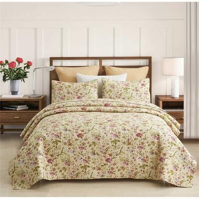 JML 3-piece Striped Quilt Set Reversible Coverlets Bedding Set