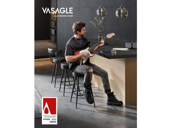 Barhocker VASAGLE Schwarz Stahl H 90.5 cm - Barhocker