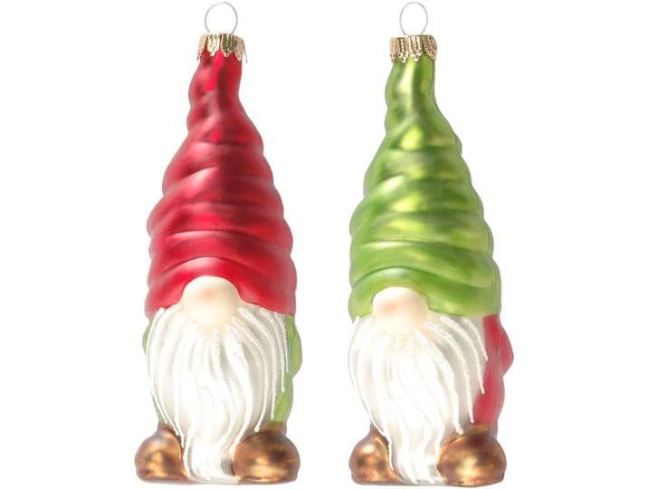 Christbaumschmuck KREBS GLAS LAUSCHA CBK10933, Weihnachtsdeko, Christbaumschmuck , bunt (weiß, rot, grün), B:4cm H:5cm T:12cm, Glas, Weihnachtsbaumschmuck, Christbaumschmuck, Weihnachtswichtel, Gnome aus Glas