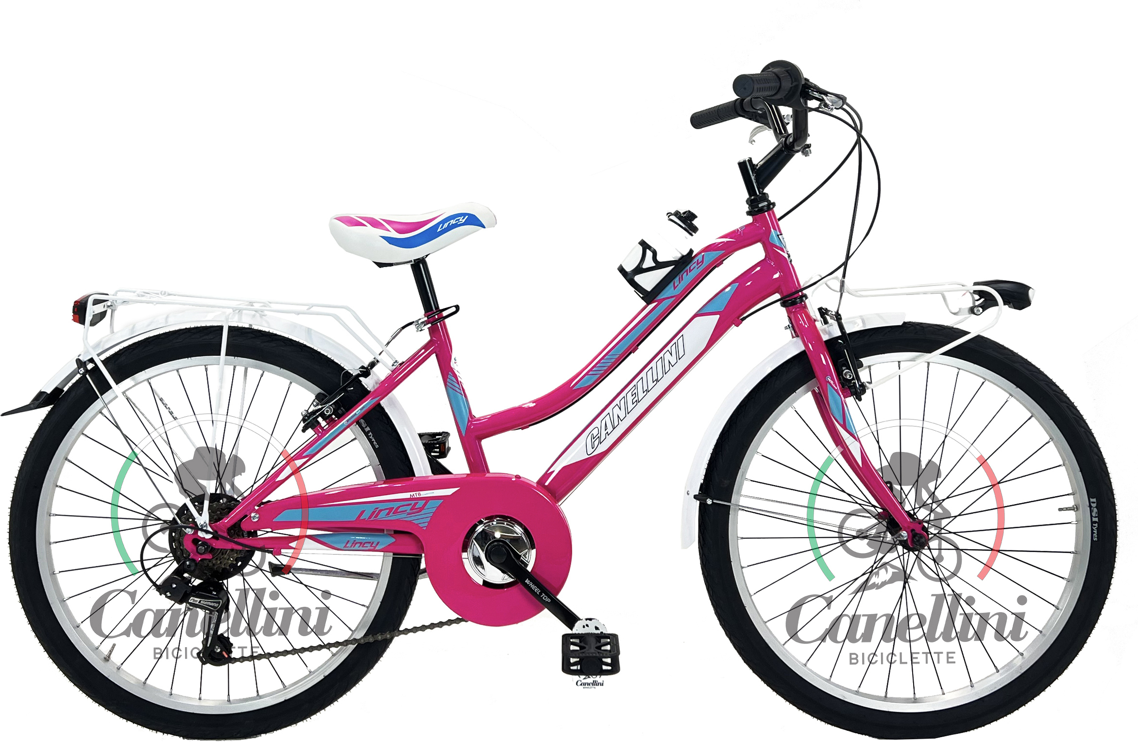Kinderfahrrad MTB Canellini LINCY 24" - Fuchsia/Hellblau