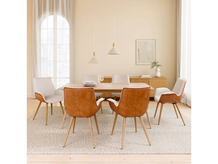 Polsterstuhl Thron 67 x 87 x 64cm Braun/Weiß/Weiß/Braun