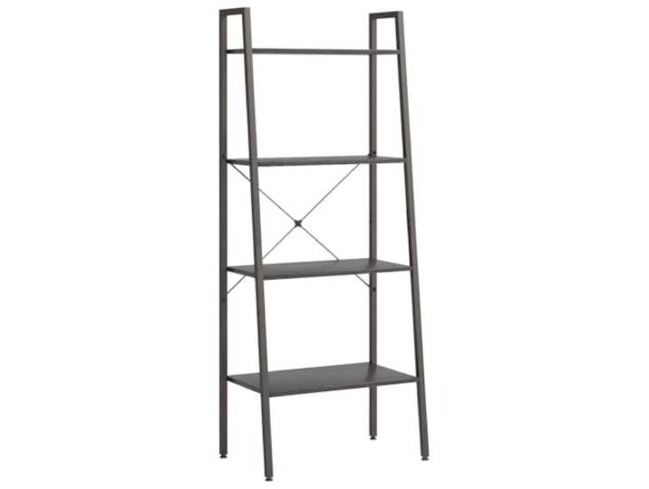 KGHERMDF Standregal mit 4 Böden Schwarz 56x35x140 cm Robuste Stahlkonstruktion, viel Stauraum für Bücher und Pflanzen, für Wohnzimmer und Büro