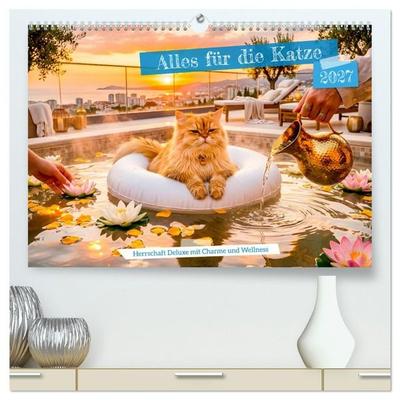 Alles für die Katze - Herrschaft Deluxe mit Charme und Wellness (hochwertiger Premium Wandkalender 2027 DIN A2 quer), Kunstdruck in Hochglanz