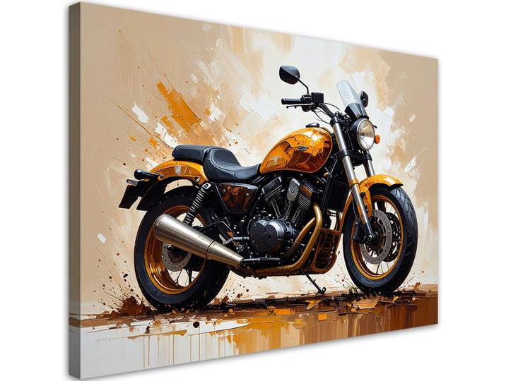 Feeby Leinwandbild Sportmotorrad 120x80cm, Beige, Fahrzeuge, Rechteckig, 120x80 cm, Bilder & Rahmen, Bilder, Leinwandbilder
