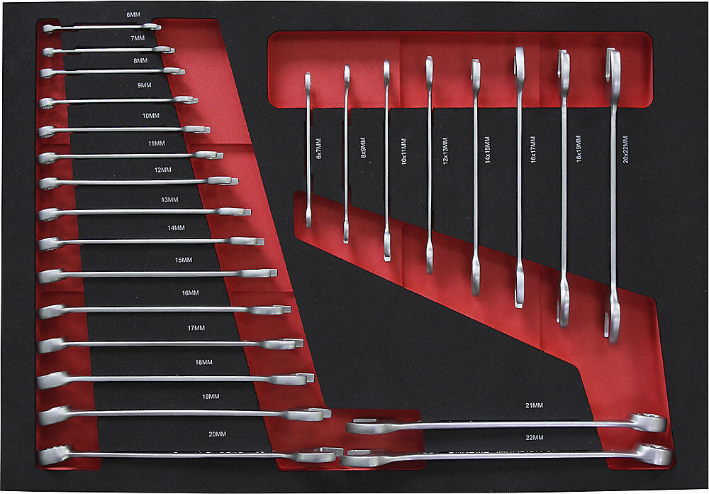 kaiserkraft Werkzeug-Shadowboards, Ring-/ Gabelschlüssel-Satz, für BxT 570 x 410 mm, 25-teilig