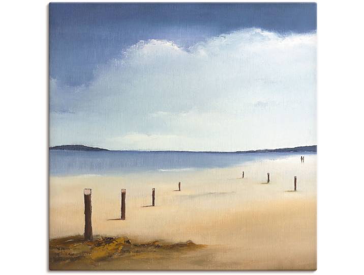 Leinwandbild ARTLAND Am Strand entlang , blau (farbe bild(er): blau), B:40cm H:40cm, Bilder, Leinwandbild, auf Holzrahmen gespannt