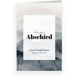 Einladungskarten zur Trauerfeier in Grau mit eigenen Fotos gestalten im Design "Einladungskarte Trauerfeier: Wolkenlandschaft in Grau" - Musterkarte - Karten einfach online bei wunderkarten...