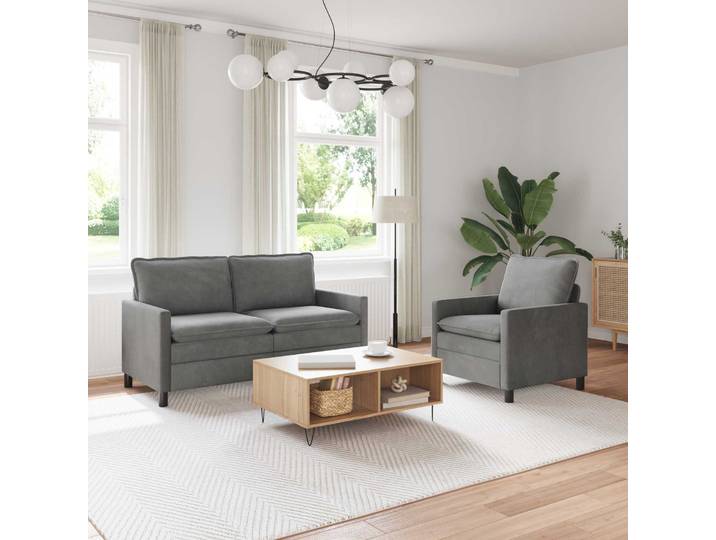 vidaXL Sofa Set 2 stk. Dunkelgrau Samt