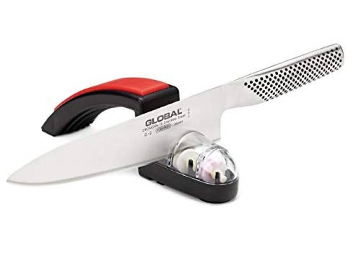 Global G-2220BR Kochmesser MinoSharp G2 + Schleifer schwarz/rot