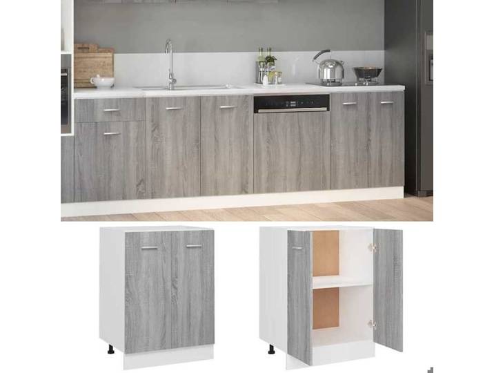Caisson de cuisine Gris - Meuble bas de cuisine - Armoire à vitrine -  Lyon  - avec rangement - Gris Sonoma - 60x46x811