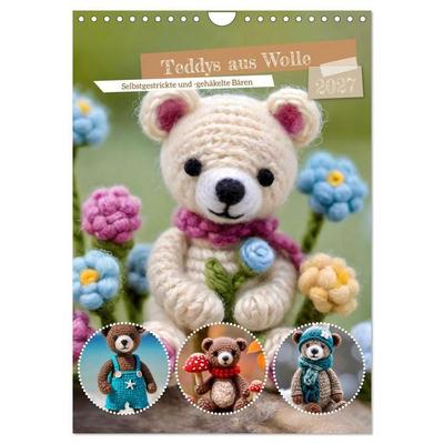 Teddys aus Wolle (Wandkalender 2027 DIN A4 hoch), CALVENDO Monatskalender