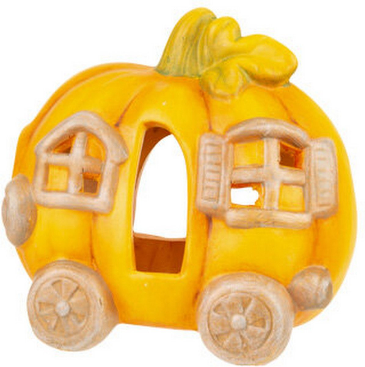 Cosy&Trendy Pompoen Carriage Oranje Rond Keramiek B: 12,2 cm, D: 8,3 cm, H: 12,2 cm