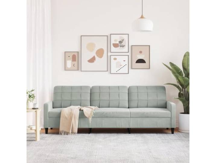 KTHLBRH 3-Sitzer-Sofa, hellgrau, 210 cm, aus Samt Gestell aus robustem Metall, Füllung aus Schaumstoff, modernes Design für Wohnzimmer