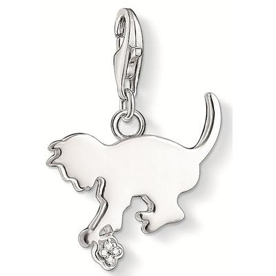 Charm-Einhänger THOMAS SABO "Kätzchen-Design", silberfarben, Charms, Damen, Silber 925 (recycelt), Diamantsplitter