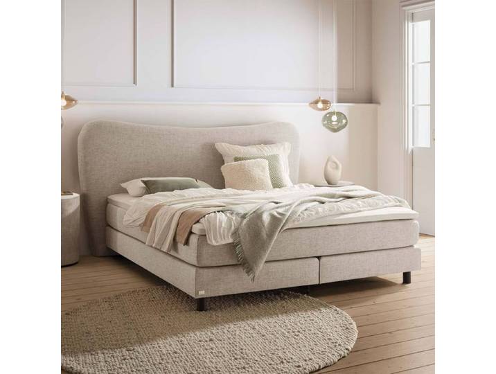 Boxspringbett Viona Webstoff 140x210cm TTF-Box Härtegrad: H3 Beige modern