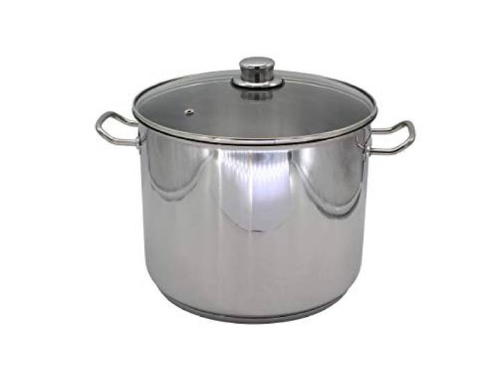 Krüger 72727 Jumbotopf 14 l, mit Glasdeckel PFAS-frei & unbeschichtet Mit Glasdeckel, Kaltmetallgriffen & Kapselboden Induktionsgeeignet Für Suppen & Pasta