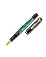 Pelikan Schwarz Gold Grün Marmorfarbe Integriertes Befüllsystem Harz Kursiv nib Vergoldete Stahl Füllhalter M200 B Grün-Marmoriert (994103)