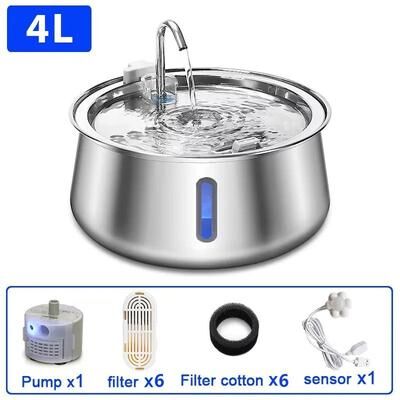 Uplift Treasures 4L Stainless Steel Pet Water Fountain set A